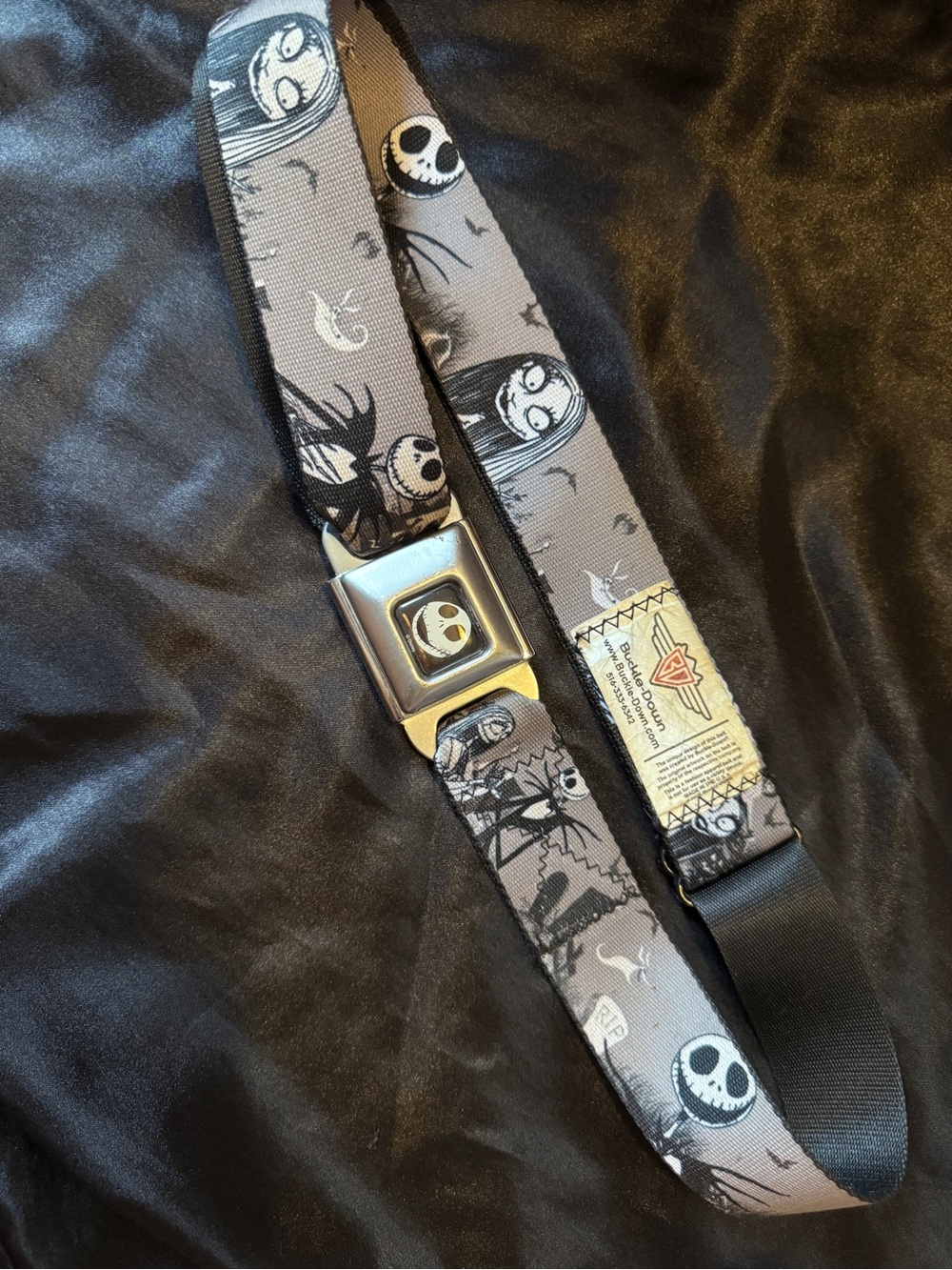 Buckle-Down Gray and Black Nightmare Character Seatbelt Belt